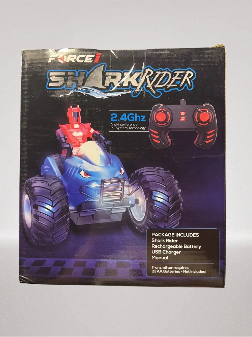 Force1 Shark Rider RC Stunt Car 2.4GHz Remote Control Shark Toy w/ Lights &Music